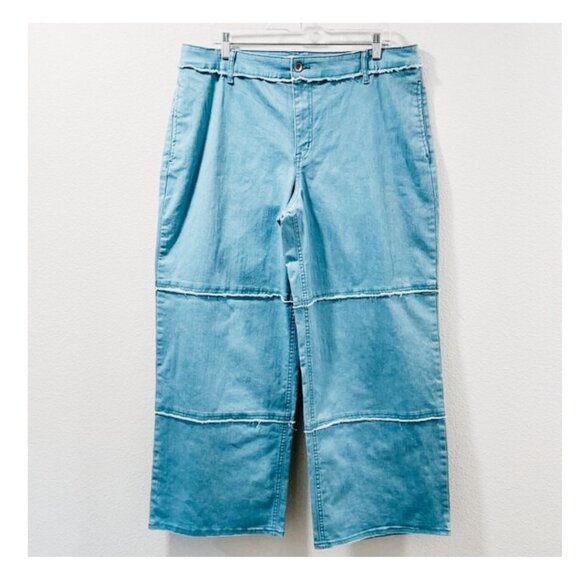 NEW LOGO by Lori Goldstein Wide Leg Jeans Washed Denim Aqua Women Size 16 - Picture 3 of 14